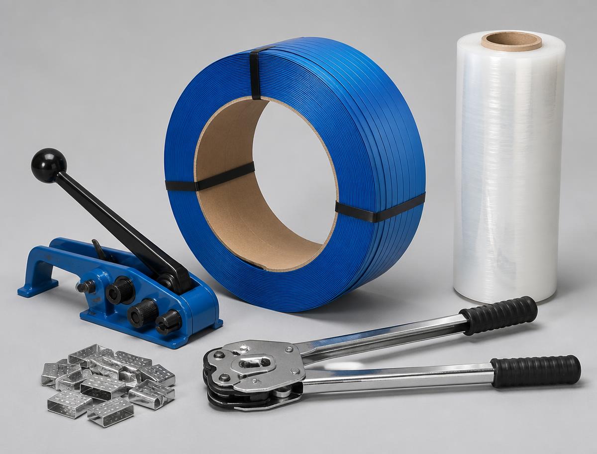 Strapping & Packaging — Strap machines, steel strapping, shrink wrap