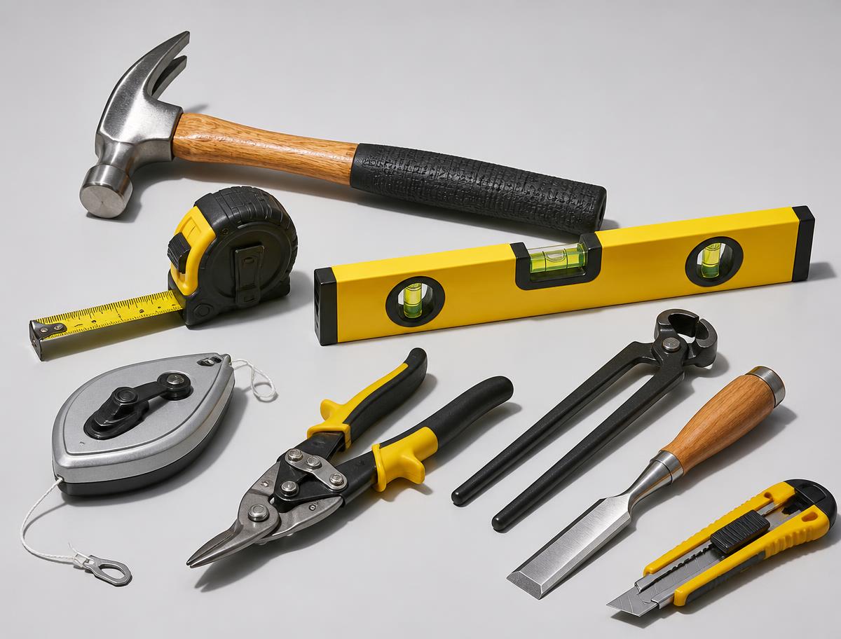 Builder's Accessories — Tape measures, levels, chalk lines, hand tools